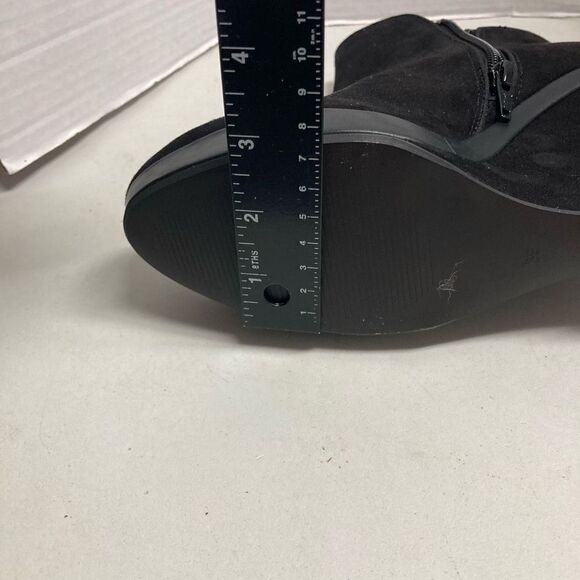 H&M Women's Faux Suede Leather Ankle Wedge Heel Zip Boots Black Size 8 - Picture 6 of 12